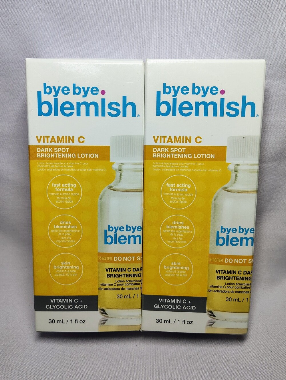 2 PACK Bye Bye Blemish Vitamin C Dark Spot Brightening Lotion 1 fl oz/30 ml EACH